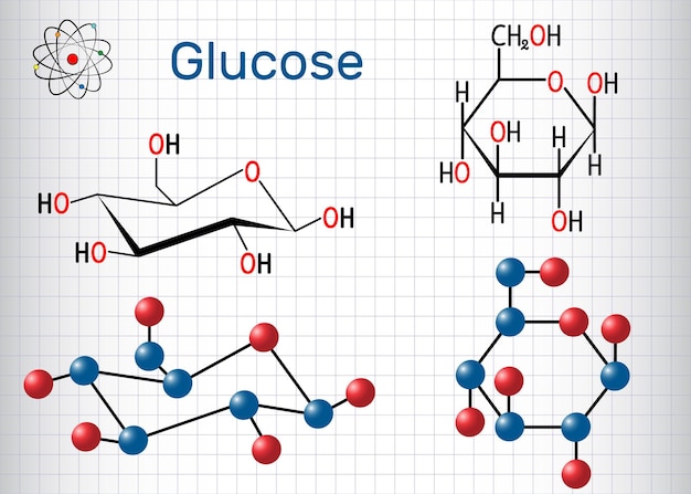 Molécula de glucosa en una hoja de papel en una jaula