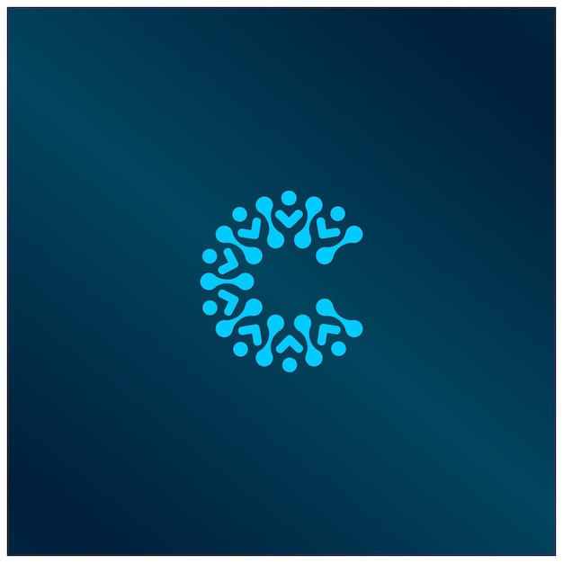 molécula inicial Carta C Diseño del logotipo Laboratorio Diseño del logotipo Elementos de diseño Vector con puntos VECTOR