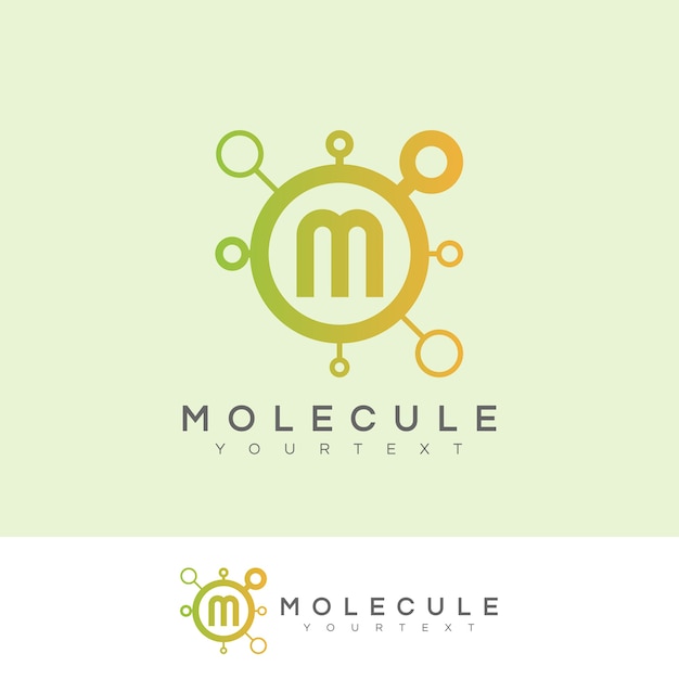 molécula inicial letra M diseño de logotipo