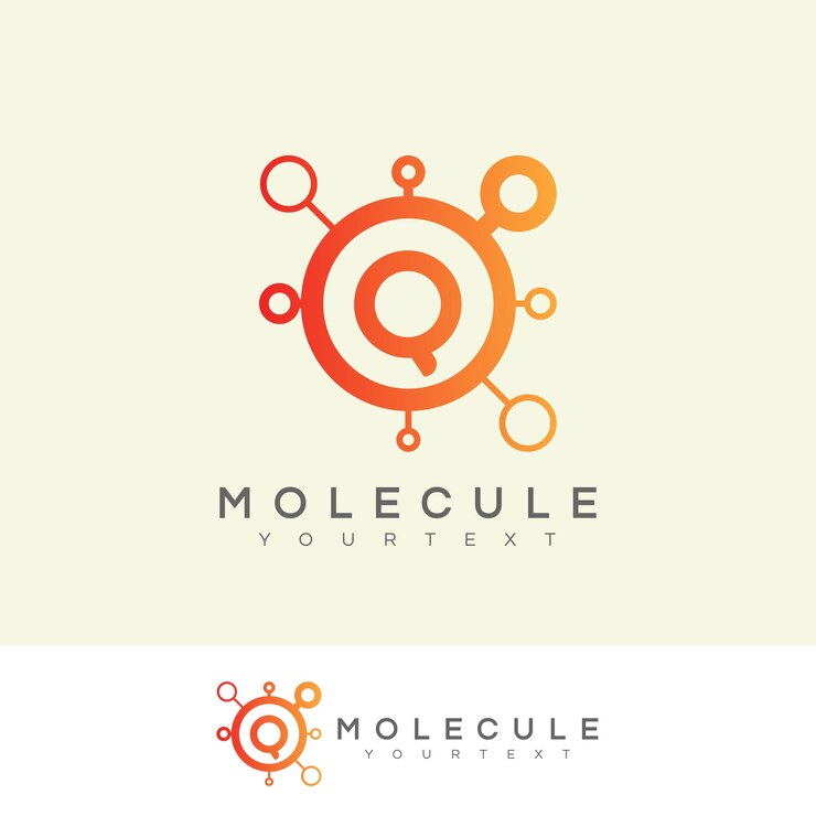 Vector molécula inicial letra q diseño de logotipos