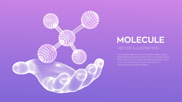 Molécula en mano. Adn, átomo, neuronas. Moléculas y fórmulas químicas.