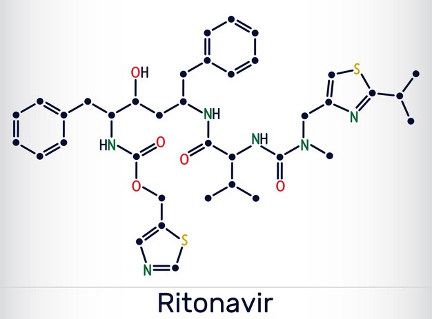 Molécula de ritonavir Un medicamento antirretroviral utilizado para el tratamiento de la infección por VIH y el SIDA