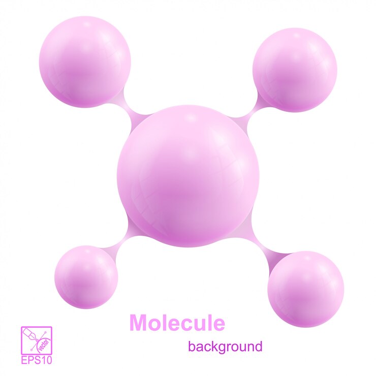 Vector molécula rosada aislada en el fondo blanco. ilustracion vectorial