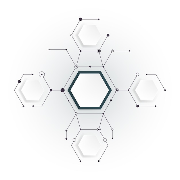 Moléculas abstractas con papel hexagonal.