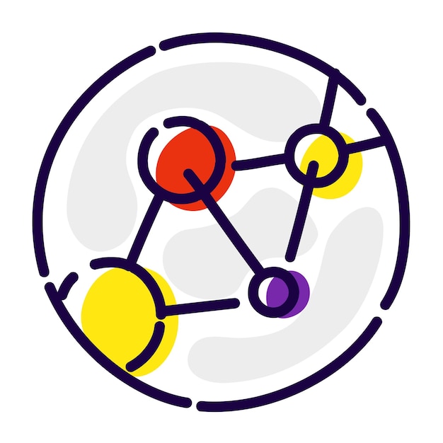 Moléculas átomos adn icono de elementos químicos demostración del experimento científico logotipo de la empresa