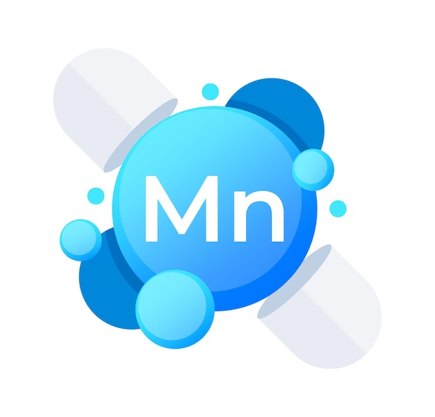 Vector moléculas del elemento mn de manganeso en un diseño esférico azul dinámico