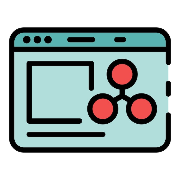 Moléculas en el icono de la pantalla Contorno de moléculas en la pantalla icono vectorial color plano aislado