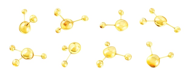 Moléculas de oro con concepto biológico y químico Moléculas de colágeno o suero