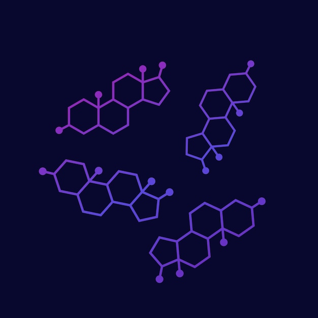 Vector moléculas de testosterona, hormona sexual masculina, vector