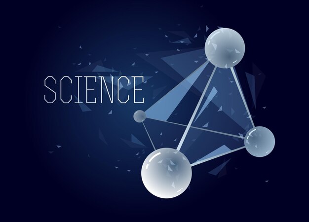 Moléculas vectoriales química científica y física tema vector resumen de antecedentes, micro y nano ciencia y tecnología tema, átomos y partículas microscópicas.
