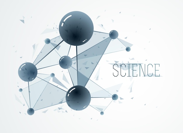 Moléculas vectoriales química científica y física tema vector resumen de antecedentes, micro y nano ciencia y tecnología tema, átomos y partículas microscópicas.