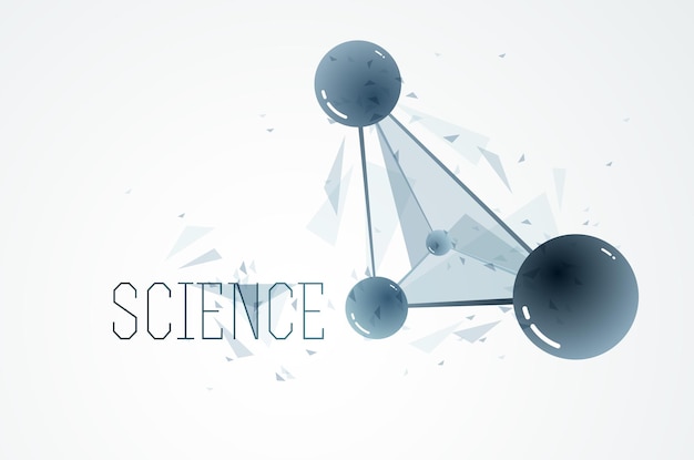 Moléculas vectoriales química científica y física tema vector resumen de antecedentes, micro y nano ciencia y tecnología tema, átomos y partículas microscópicas.