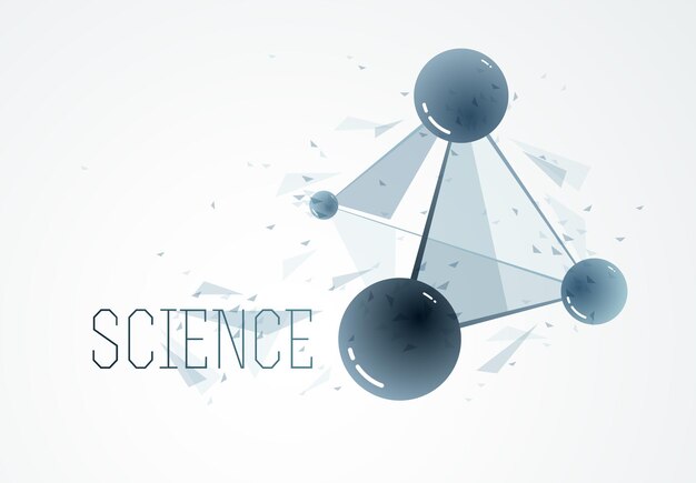 Moléculas vectoriales química científica y física tema vector resumen de antecedentes, micro y nano ciencia y tecnología tema, átomos y partículas microscópicas.