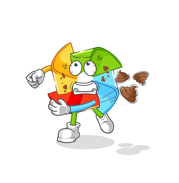 Molino de viento de papel muy cabreado vector de caracteres de ilustración