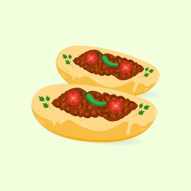 Vector molletes mexicanos comida tradicional ilustración vectorial dibujada a mano