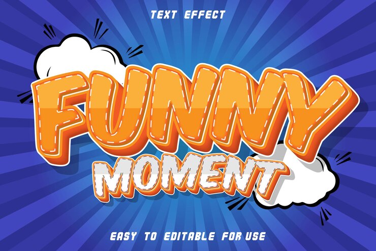Vector momento divertido efecto de texto editable relieve estilo cómico