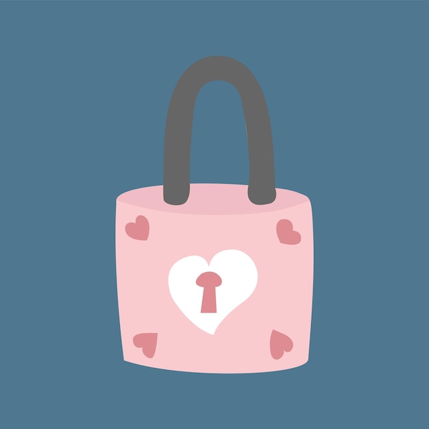 Momentos de amor llave de cerradura cerradura rosa con corazones ilustración vectorial