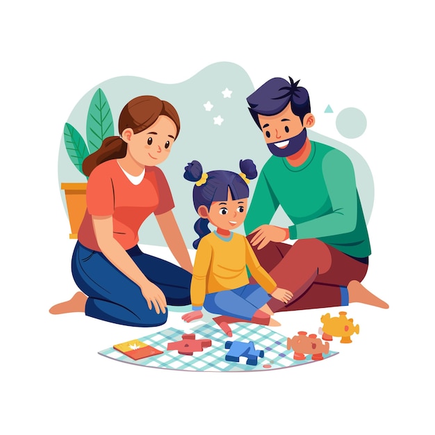 Momentos de la vida familiar real Conceptos de ilustración vectorial