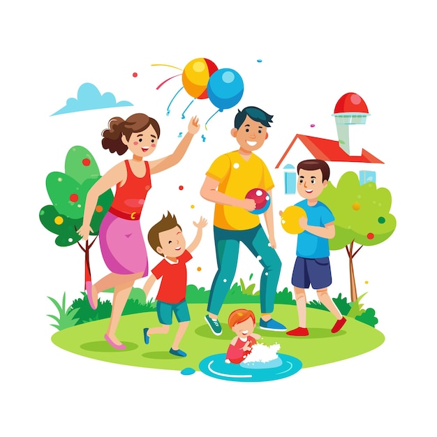 Momentos de la vida familiar real Conceptos de ilustración vectorial