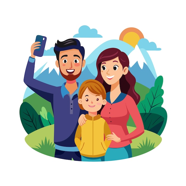 Momentos de la vida familiar real Conceptos de ilustración vectorial
