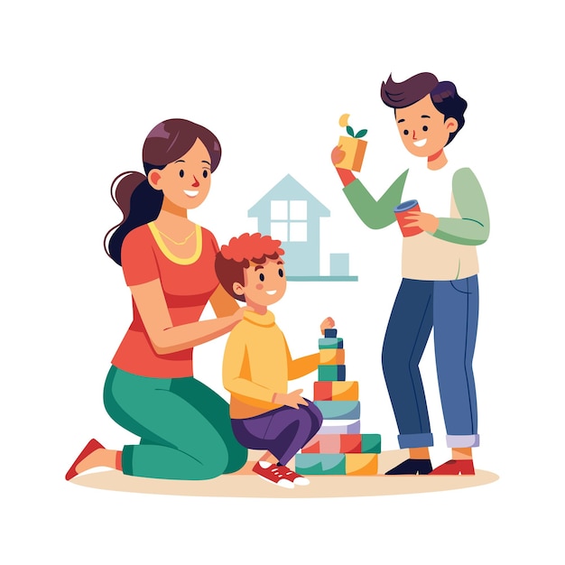 Momentos de la vida familiar real Conceptos de ilustración vectorial