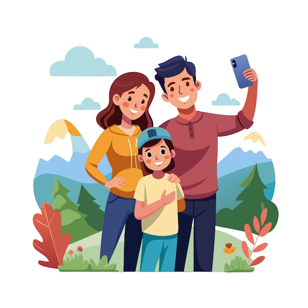 Momentos de la vida familiar real Conceptos de ilustración vectorial