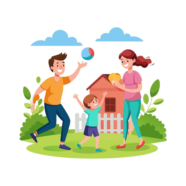 Momentos de la vida familiar real Conceptos de ilustración vectorial