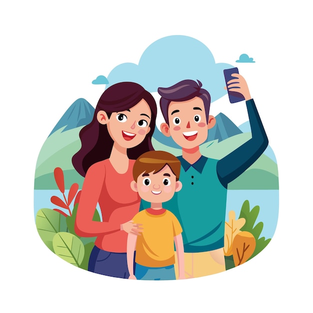 Momentos de la vida familiar real Conceptos de ilustración vectorial