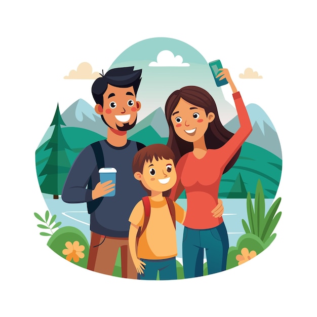 Momentos de la vida familiar real Conceptos de ilustración vectorial