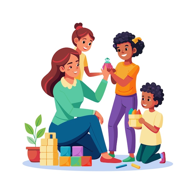 Momentos de la vida familiar real Conceptos de ilustración vectorial