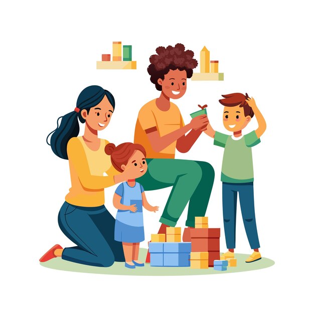 Momentos de la vida familiar real Conceptos de ilustración vectorial