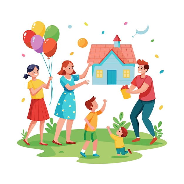 Momentos de la vida familiar real Conceptos de ilustración vectorial