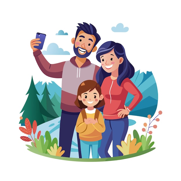 Momentos de la vida familiar real Conceptos de ilustración vectorial