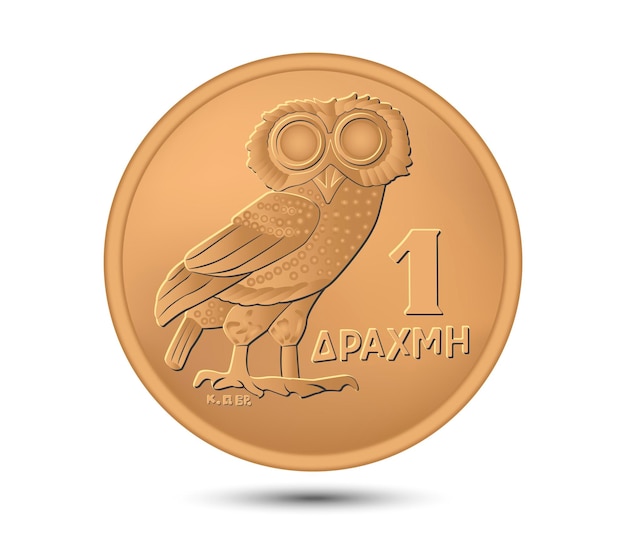 Moneda de 1 dracma. grecia. anverso. 1973. ilustración vectorial.