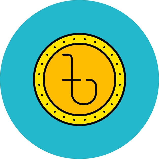 Vector una moneda amarilla con un símbolo que dice t