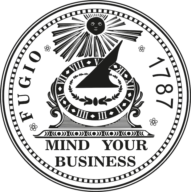 Moneda americana fugio vintage año 1878 diseño negro