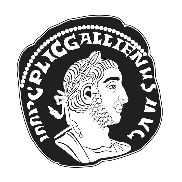 Moneda antigua Gellienus 253254 Ad diseño restaurado silueta