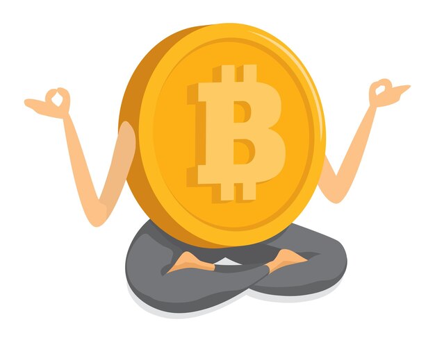 Moneda bitcoin practicando yoga