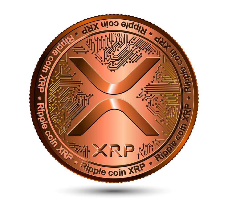 Vector moneda de bronce de la criptomoneda xrp