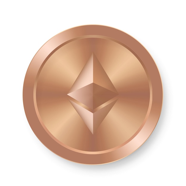 Vector moneda de bronce de ethereum concepto de criptomoneda de internet web medalla de ethereum