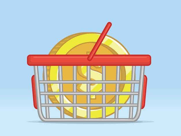Moneda de la canasta de compras dinero de la transacción del frente