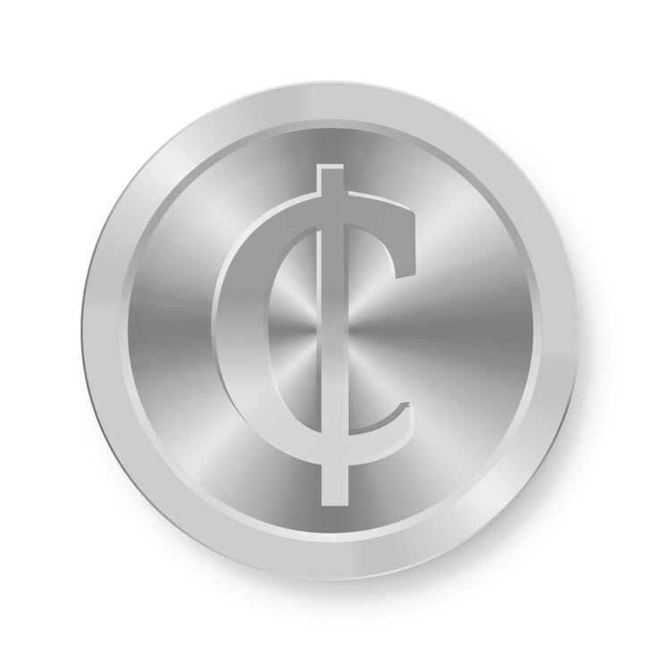 Vector moneda cedi de plata concepto de moneda web de internet medalla cedi