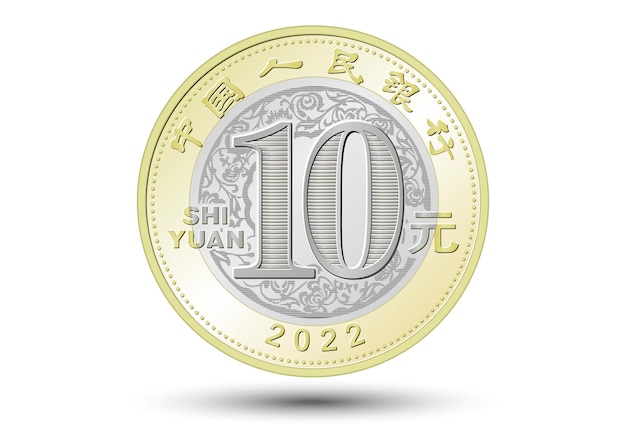 Moneda china de diez yuanes. ilustración vectorial