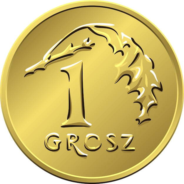 Moneda de cobre de un grosz con valor y hojas