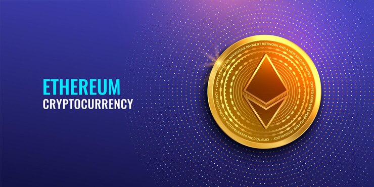 Vector moneda criptográfica ethereum dinero digital de la tecnología blockchain, minería de monedas y concepto financiero