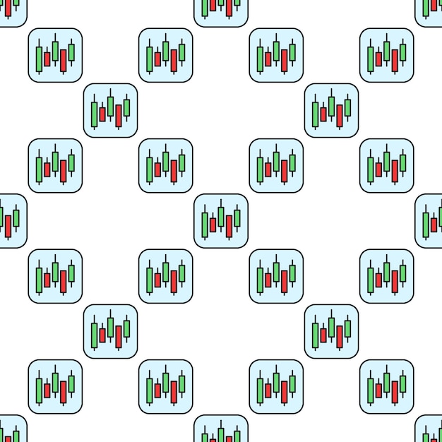 Moneda criptográfica Gráfico de velas vectorial de compra de patrones sin costuras de colores criptográficos