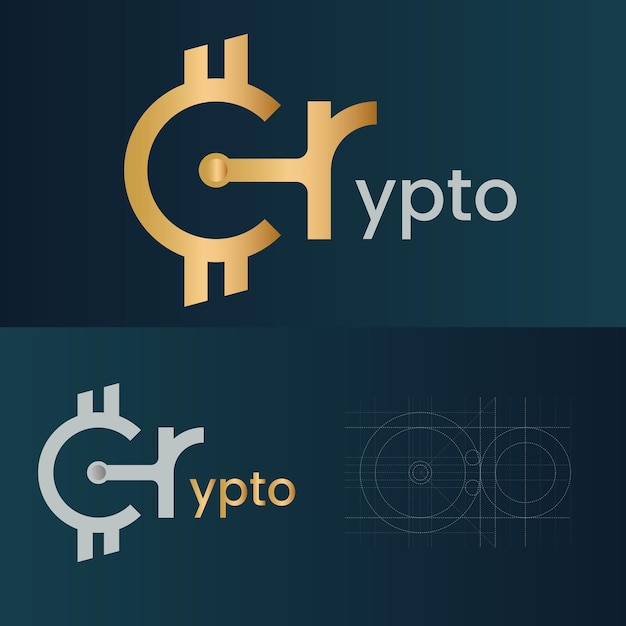 Moneda criptográfica - Vector de concepto de logotipo de moneda criptográfica