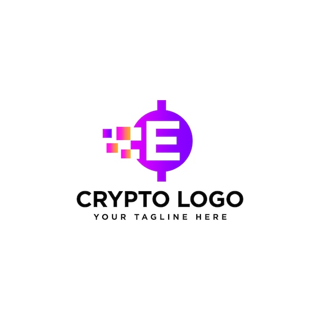 Moneda criptográfica y vector de diseño de logotipo blockchain