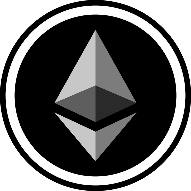 Vector moneda criptomoneda ethereum icono éter digital criptomoneda ethereum