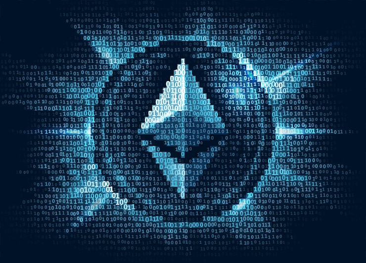 Vector la moneda digital virtual ethereum consta de código binario